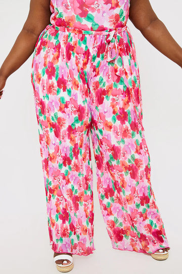 Plisse Sleeveless Wide Leg Jumpsuit